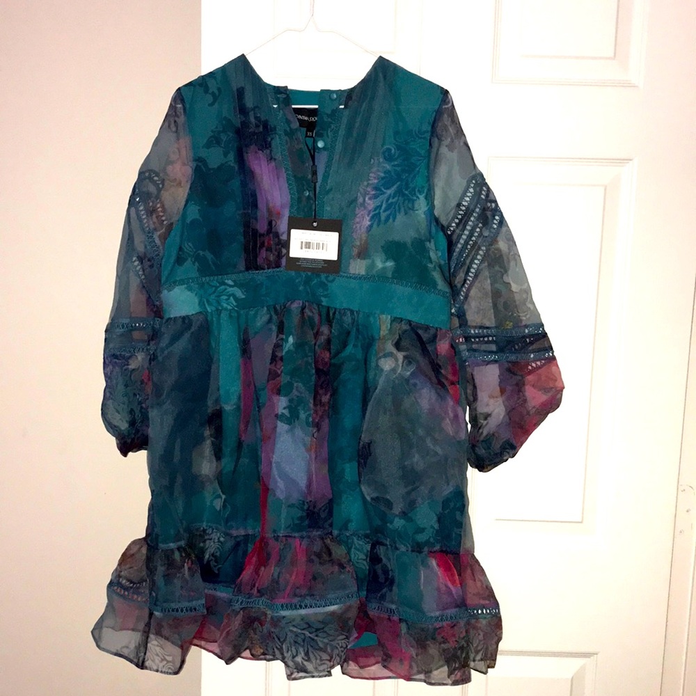 Cynthia Rowley - Hourglass Floral Organza Dress, Multi C. Size XS, $450 Retail.